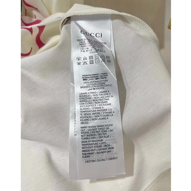 Gucci GG Men Vintage Logo Print T-Shirt Off White Cotton Jersey Crewneck Short Sleeves