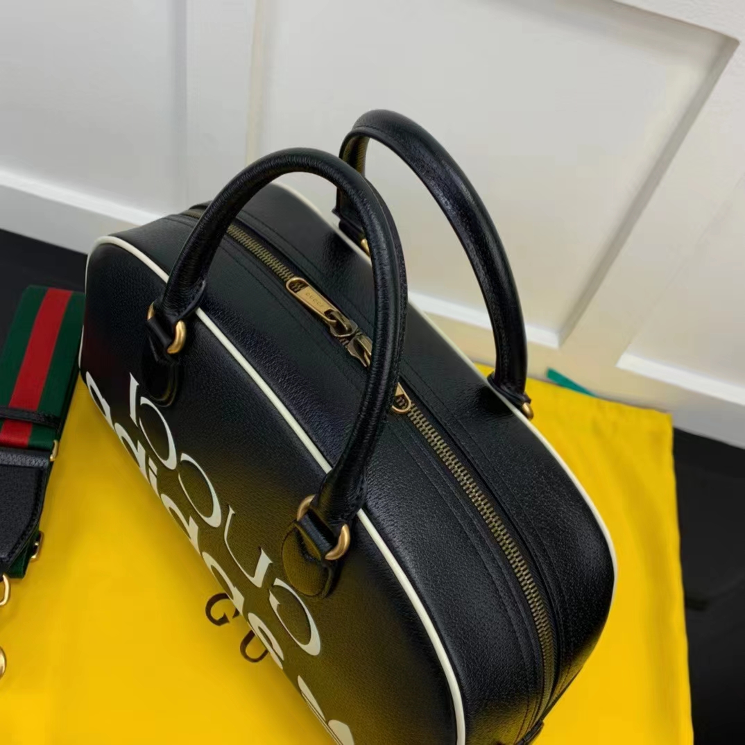 Gucci Unisex Adidas x Gucci Large Duffle Bag Black Leather Interlocking G