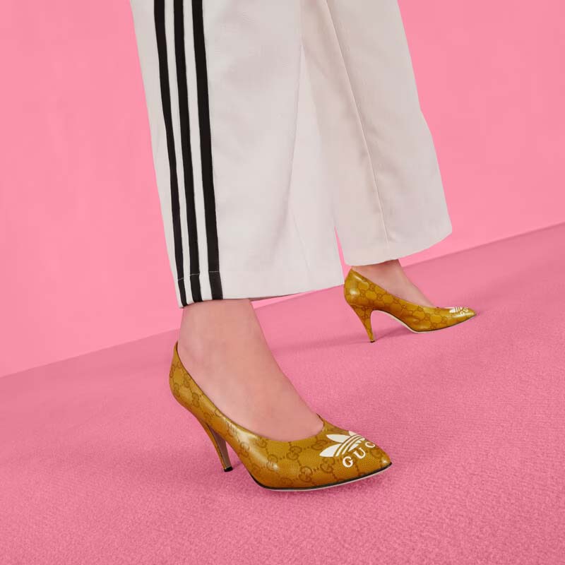 Gucci Women Adidas x Gucci GG Pump Beige Brown GG Crystal Canvas 9 Cm Heel