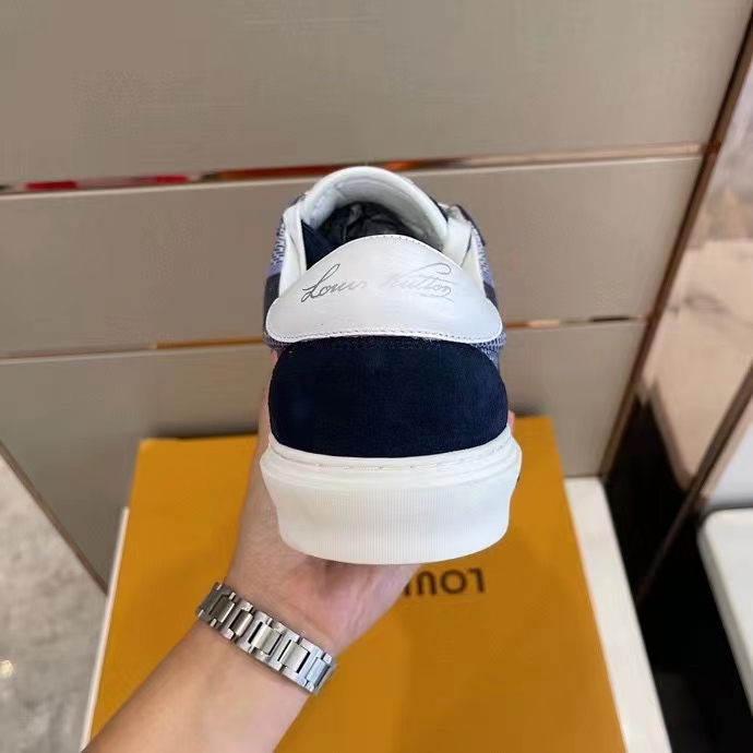 Louis Vuitton Unisex LV Ollie Richelieu Sneaker Blue Mix Materials Bicolor Double Laces
