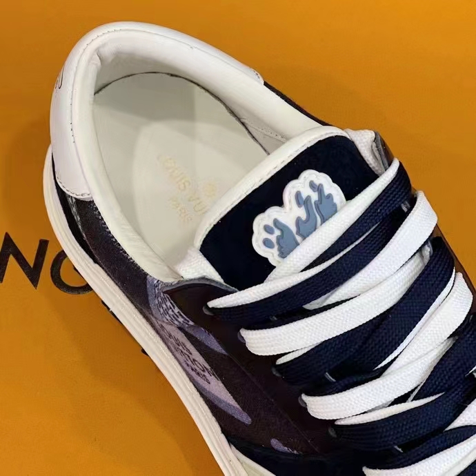 Louis Vuitton Unisex LV Ollie Richelieu Sneaker Blue Mix Materials Bicolor Double Laces