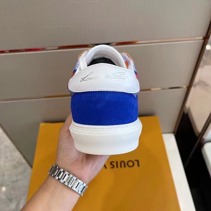 Louis Vuitton Unisex LV Ollie Richelieu Sneaker Orange Mix Materials Bicolor Double Laces