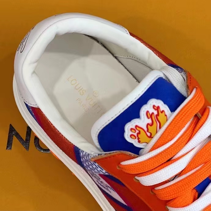 Louis Vuitton Unisex LV Ollie Richelieu Sneaker Orange Mix Materials Bicolor Double Laces