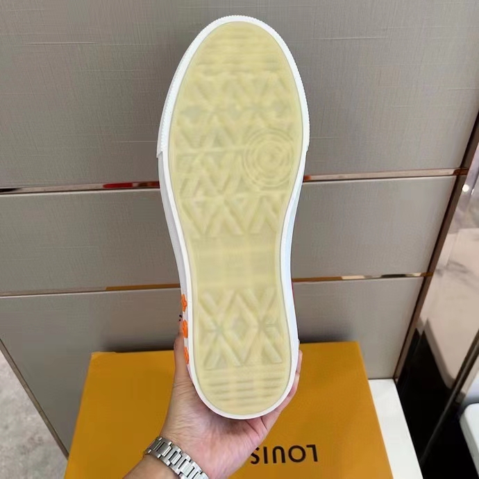 Louis Vuitton Unisex LV Ollie Richelieu Sneaker Orange Mix Materials Bicolor Double Laces