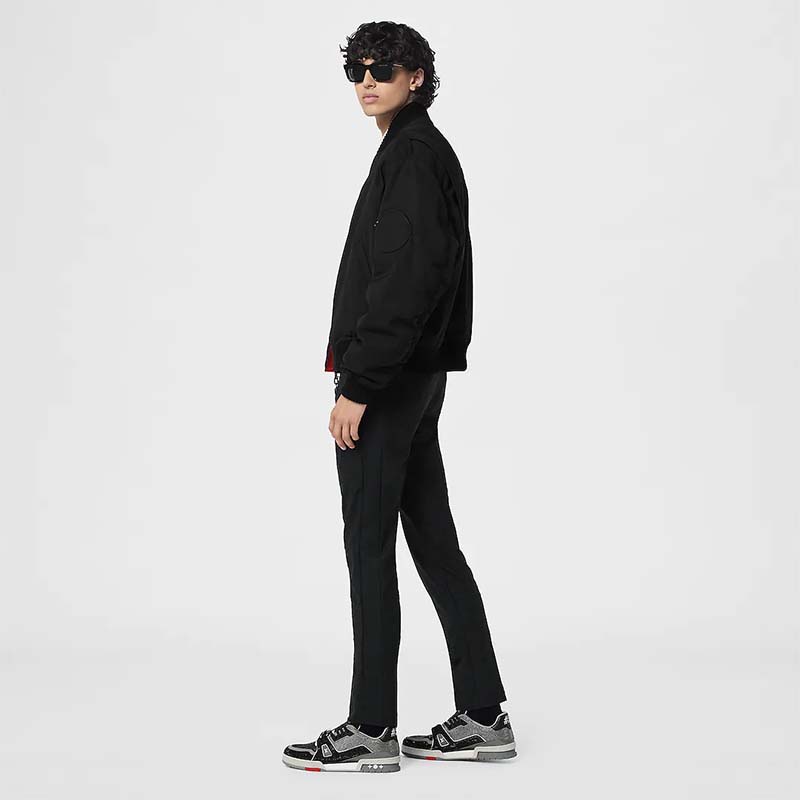 Louis Vuitton Unisex Trainer Sneaker Black Strass Rubber Outsole LV Initials Monogram Flowers