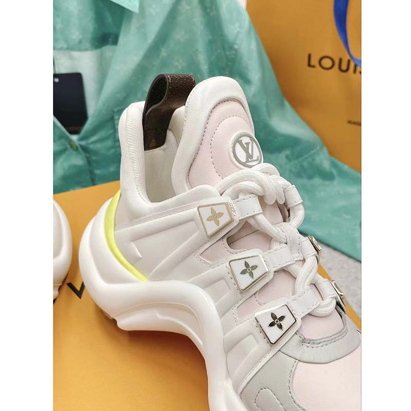 Louis Vuitton Women LV Archlight Sneaker Rose Clair Pink Lambskin Oversized Rubber Outsole