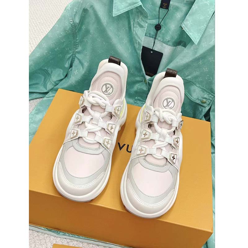 Louis Vuitton Women LV Archlight Sneaker Rose Clair Pink Lambskin Oversized Rubber Outsole