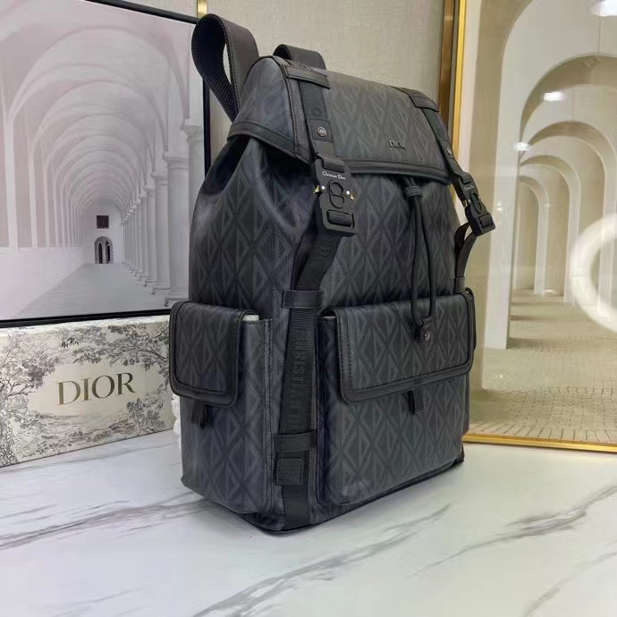 Dior Unisex CD Hit The Road Backpack Black CD Diamond Canvas