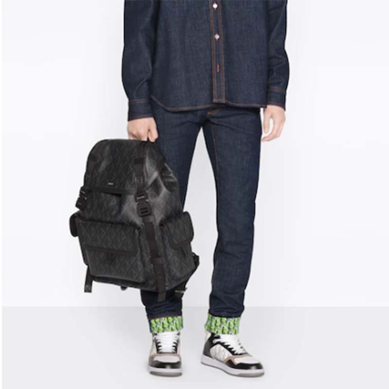 Dior Unisex CD Hit The Road Backpack Black CD Diamond Canvas