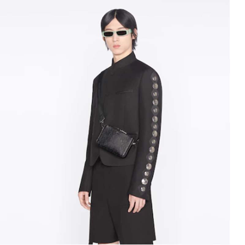 Dior Unisex CD Messenger Pouch Black CD Diamond Canvas