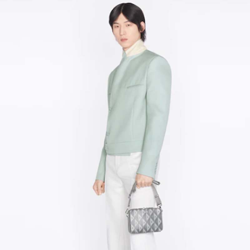 Dior Unisex CD Messenger Pouch Dior Gray CD Diamond Canvas