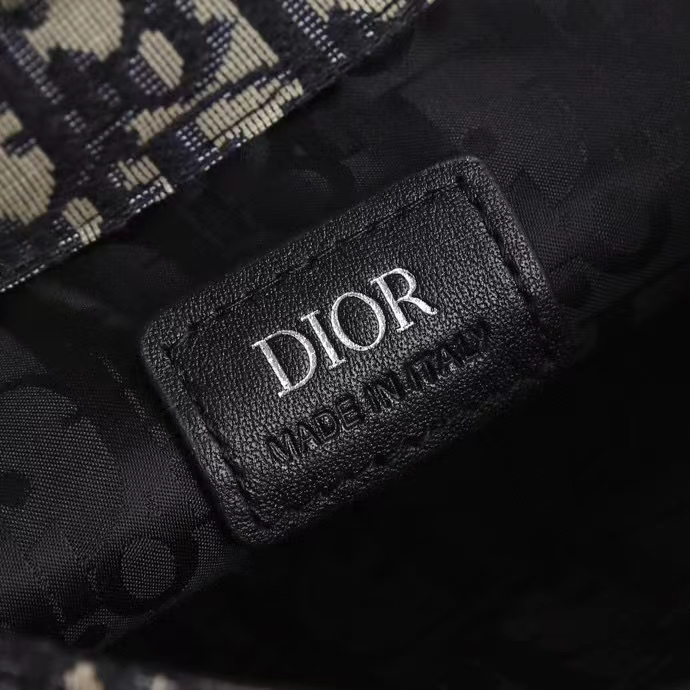 Dior Unisex CD Mini Gallop Bag Strap Beige Black Oblique Jacquard Grained Calfskin