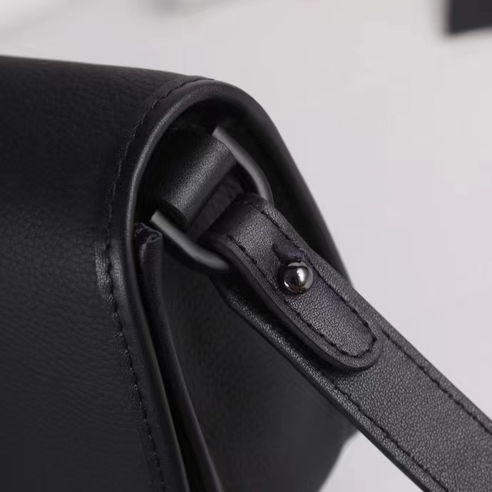 Dior Unisex CD Mini Gallop Bag Strap Black Grained Calfskin