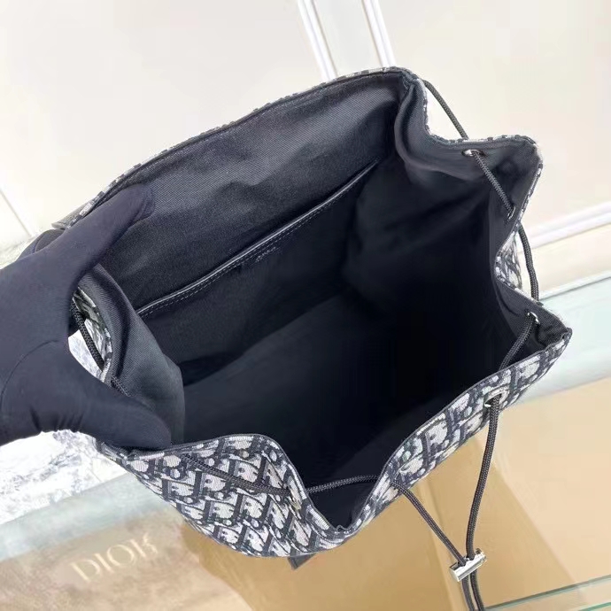 Dior Unisex CD Motion Backpack Beige Black Dior Oblique Jacquard Grained Calfskin