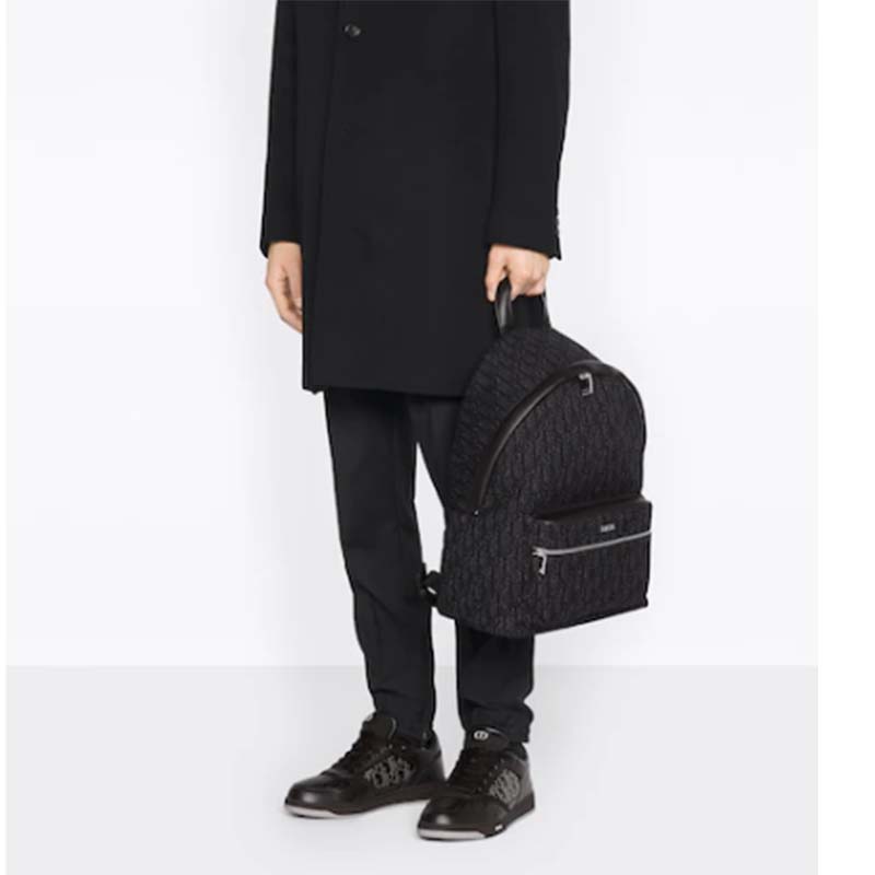 Dior Unisex CD Rider Backpack Black Dior Oblique Jacquard