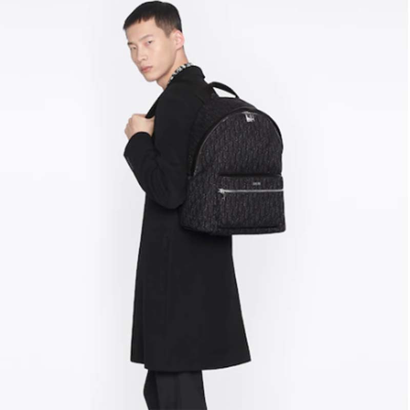Dior Unisex CD Rider Backpack Black Dior Oblique Jacquard