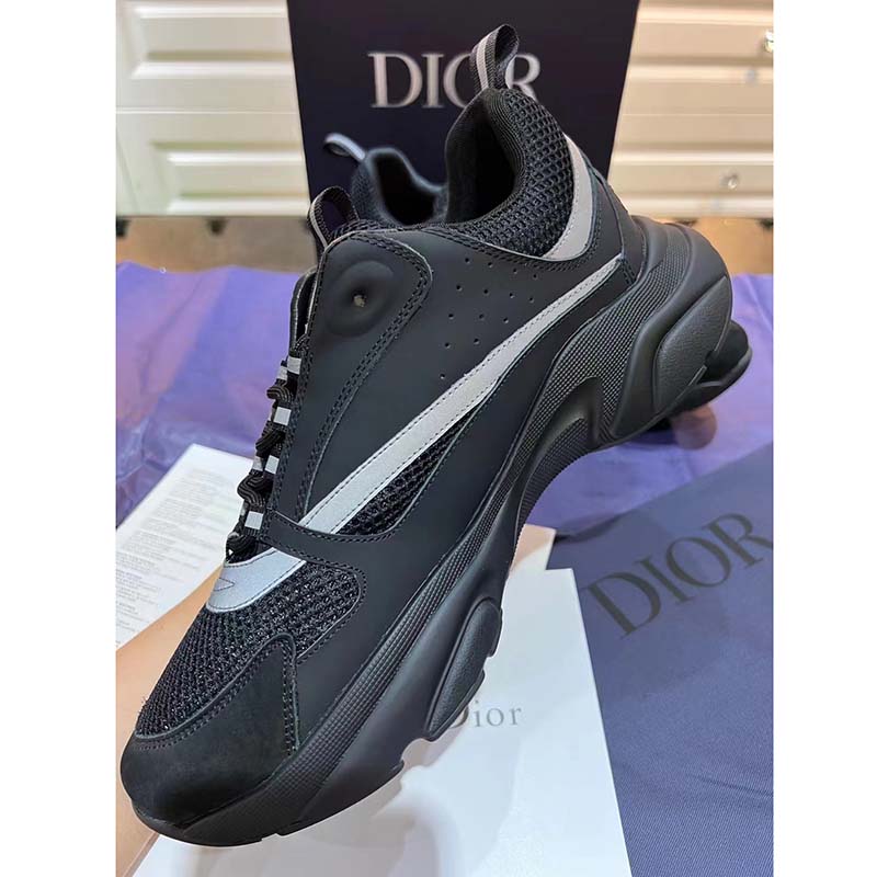Dior Unisex Shoes CD B22 Sneaker Black Technical Mesh Smooth Calfskin