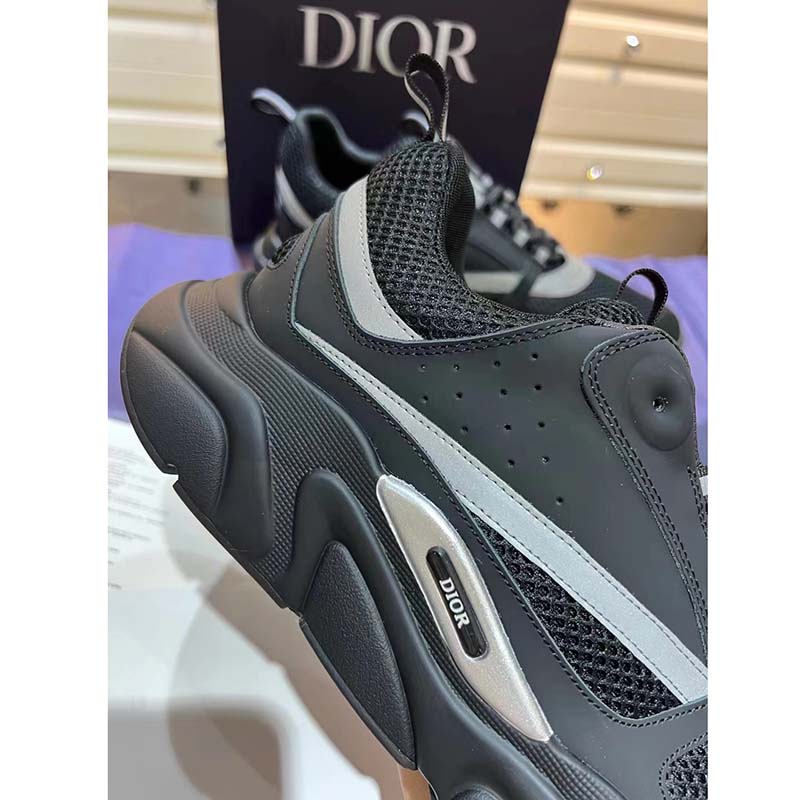 Dior Unisex Shoes CD B22 Sneaker Black Technical Mesh Smooth Calfskin