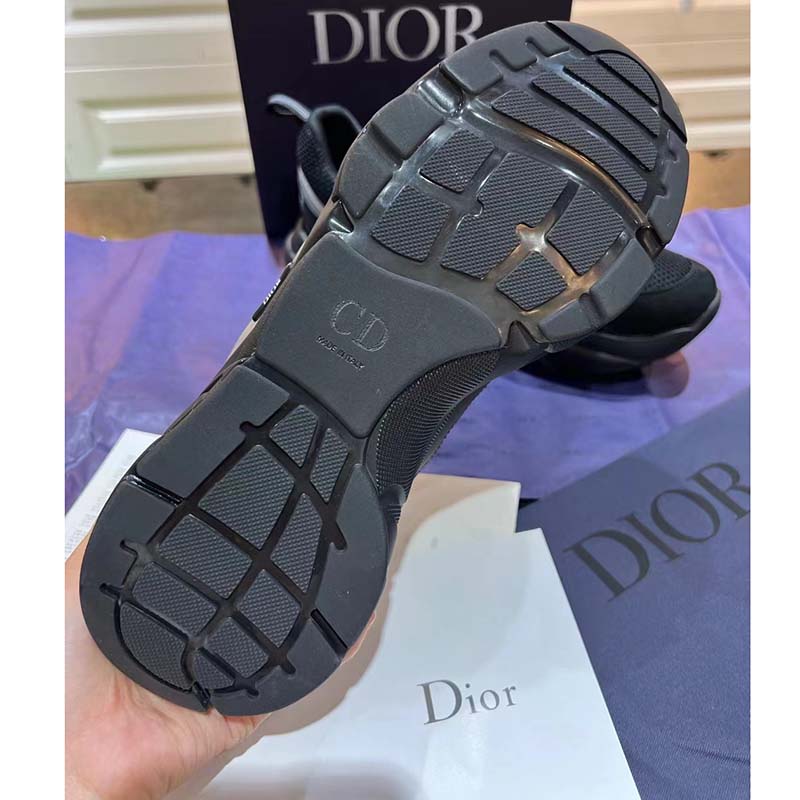 Dior Unisex Shoes CD B22 Sneaker Black Technical Mesh Smooth Calfskin
