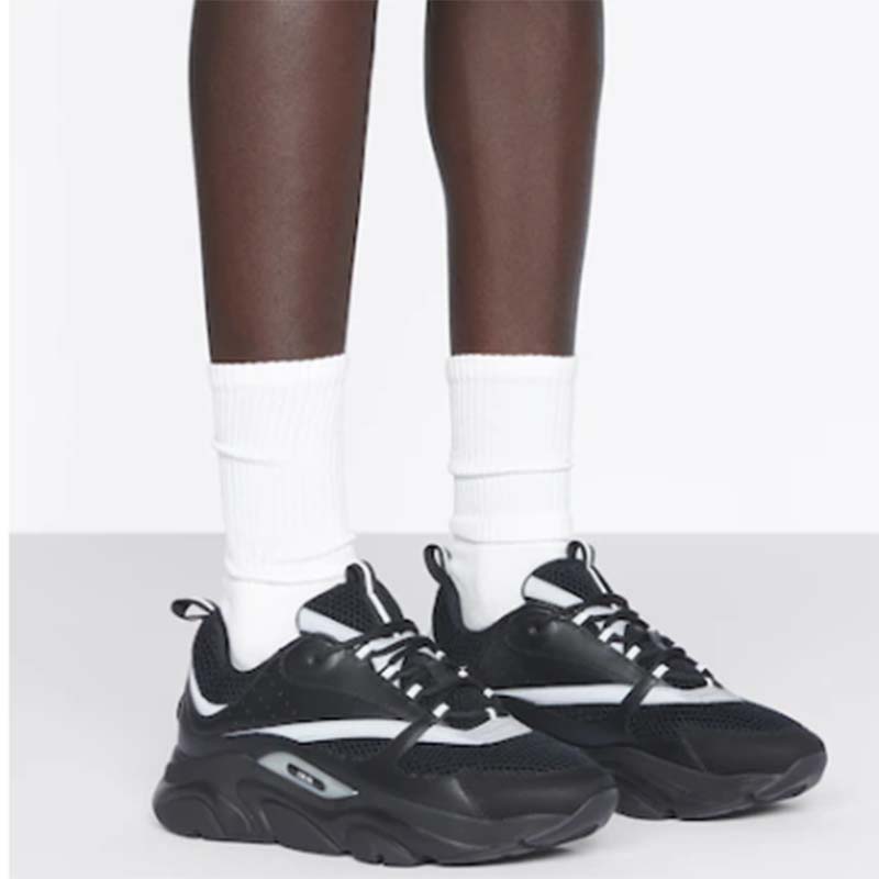 Dior Unisex Shoes CD B22 Sneaker Black Technical Mesh Smooth Calfskin