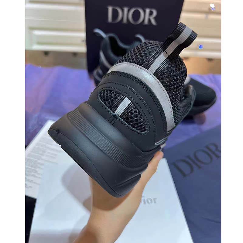 Dior Unisex Shoes CD B22 Sneaker Black Technical Mesh Smooth Calfskin
