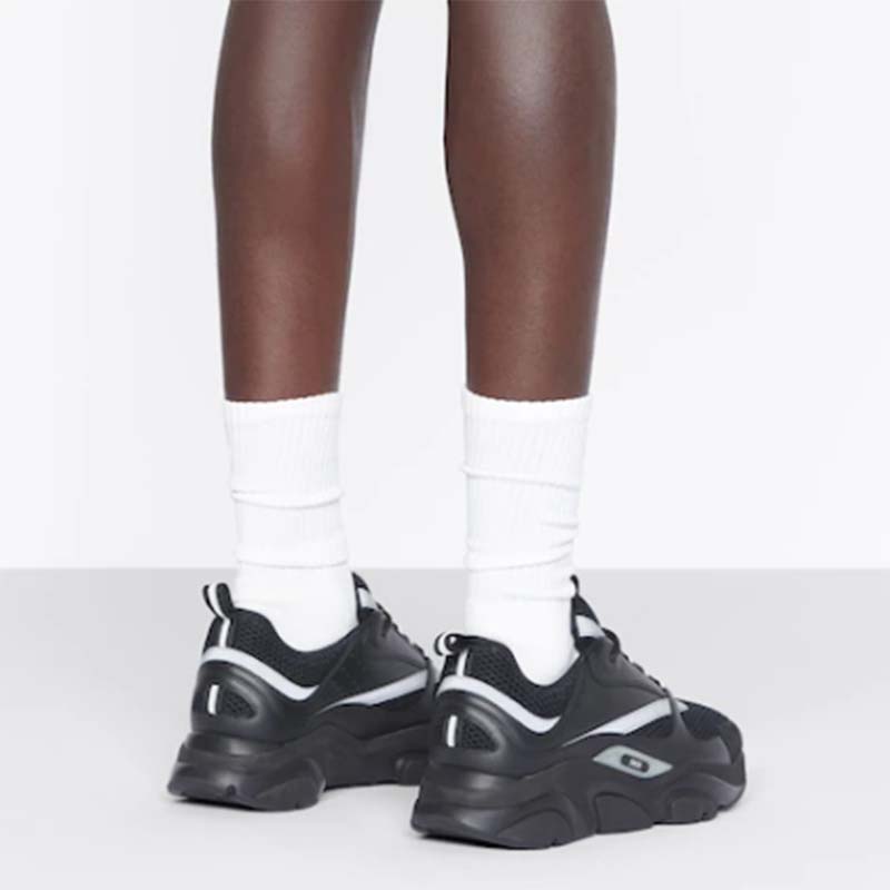 Dior Unisex Shoes CD B22 Sneaker Black Technical Mesh Smooth Calfskin