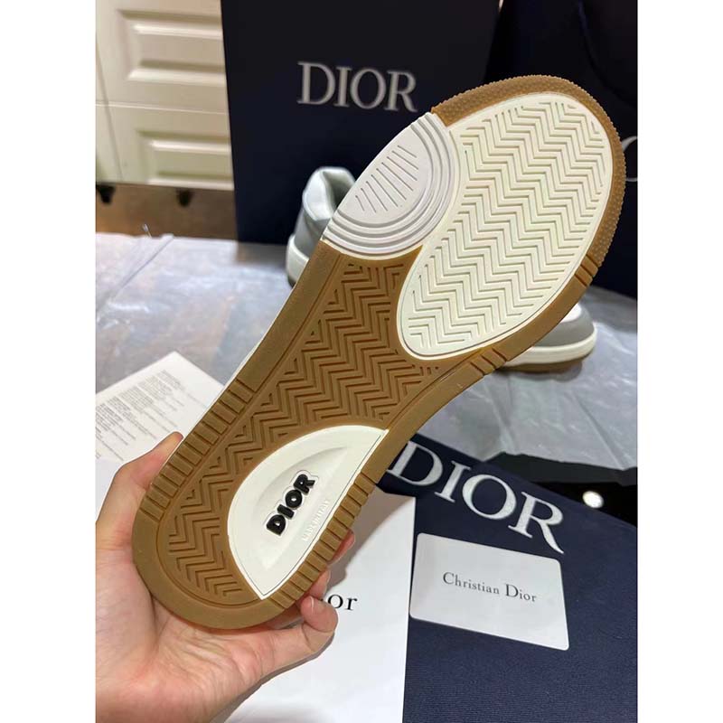 Dior Unisex Shoes CD B27 Low-Top Sneaker Gray White Smooth Calfskin