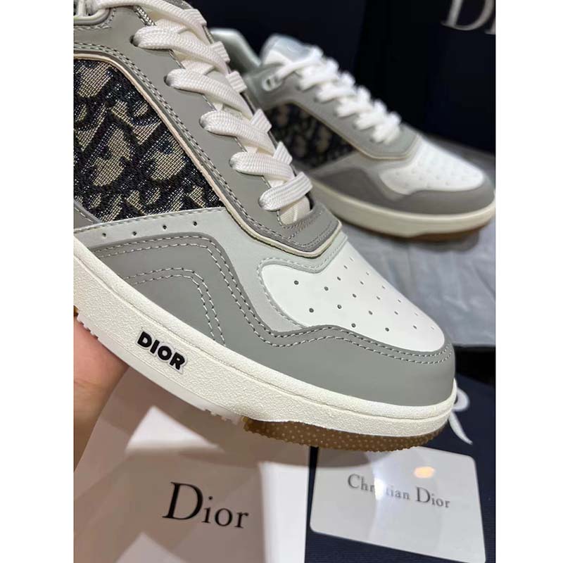 Dior Unisex Shoes CD B27 Low-Top Sneaker Gray White Smooth Calfskin