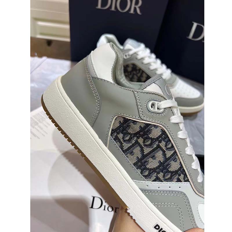 Dior Unisex Shoes CD B27 Low-Top Sneaker Gray White Smooth Calfskin
