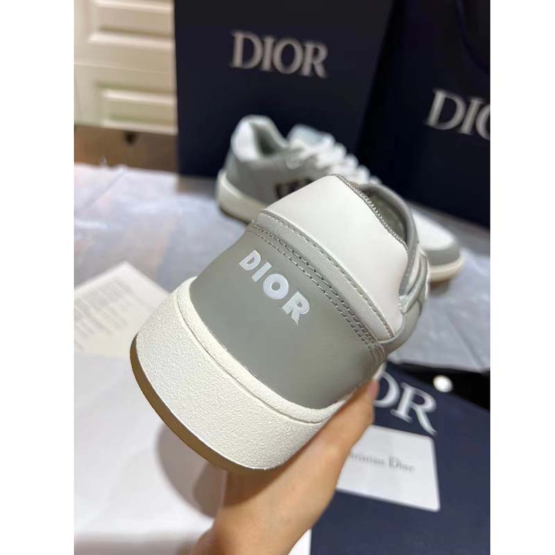 Dior Unisex Shoes CD B27 Low-Top Sneaker Gray White Smooth Calfskin