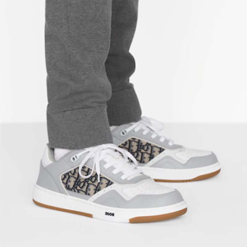 Dior Unisex Shoes CD B27 Low-Top Sneaker Gray White Smooth Calfskin