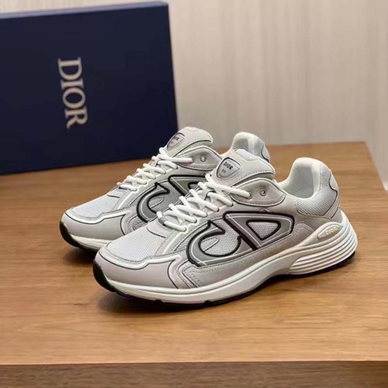 Dior Unisex Shoes CD B30 Sneaker Dior Gray Mesh Technical Fabric