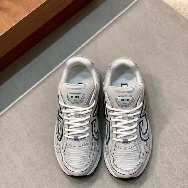 Dior Unisex Shoes CD B30 Sneaker Dior Gray Mesh Technical Fabric
