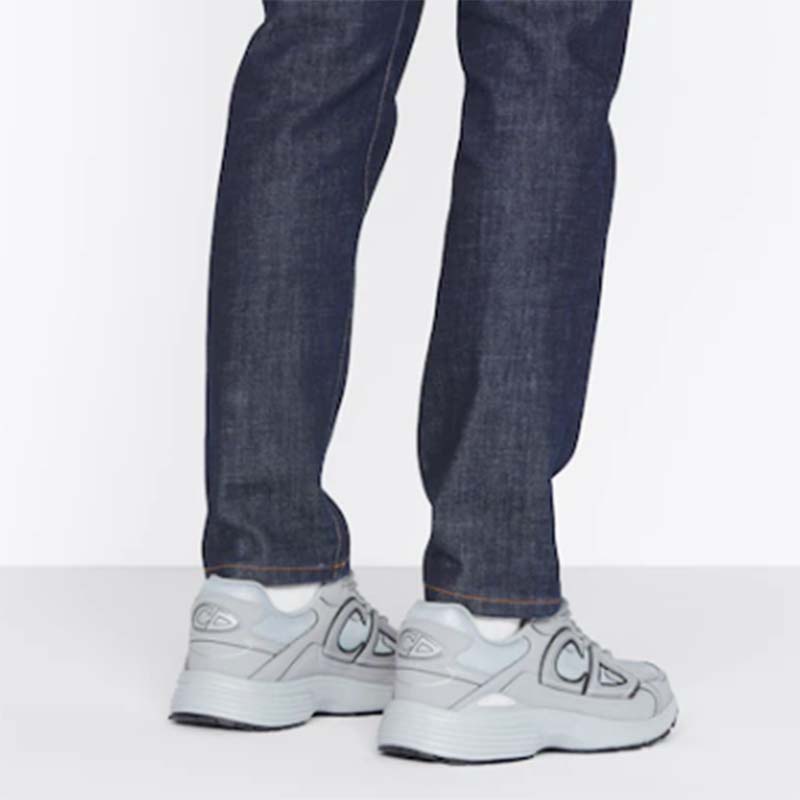 Dior Unisex Shoes CD B30 Sneaker Dior Gray Mesh Technical Fabric