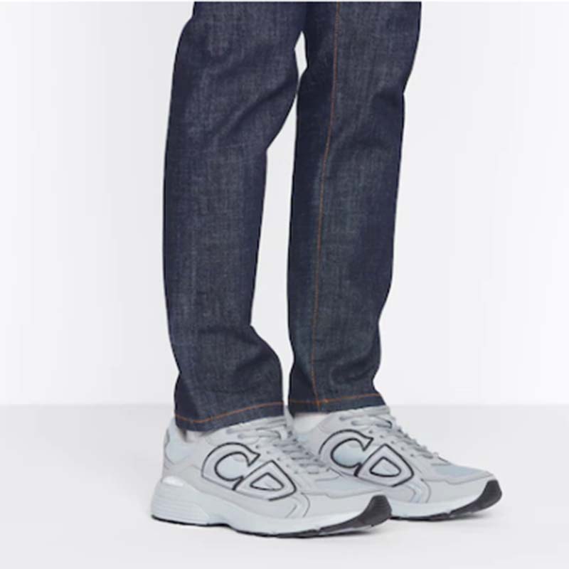 Dior Unisex Shoes CD B30 Sneaker Dior Gray Mesh Technical Fabric