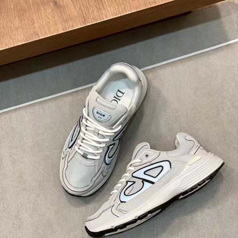 Dior Unisex Shoes CD B30 Sneaker Dior Gray Mesh Technical Fabric