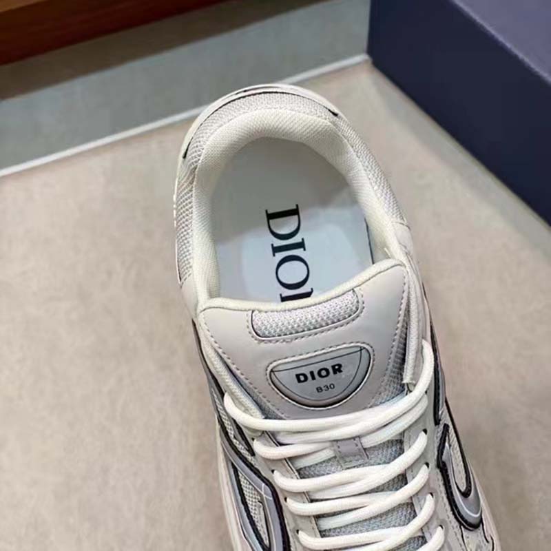 Dior Unisex Shoes CD B30 Sneaker Dior Gray Mesh Technical Fabric