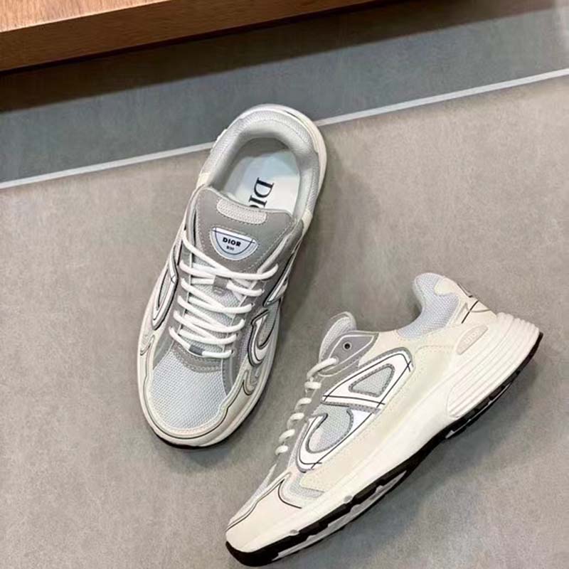 Dior Unisex Shoes CD B30 Sneaker White Mesh Technical Fabric