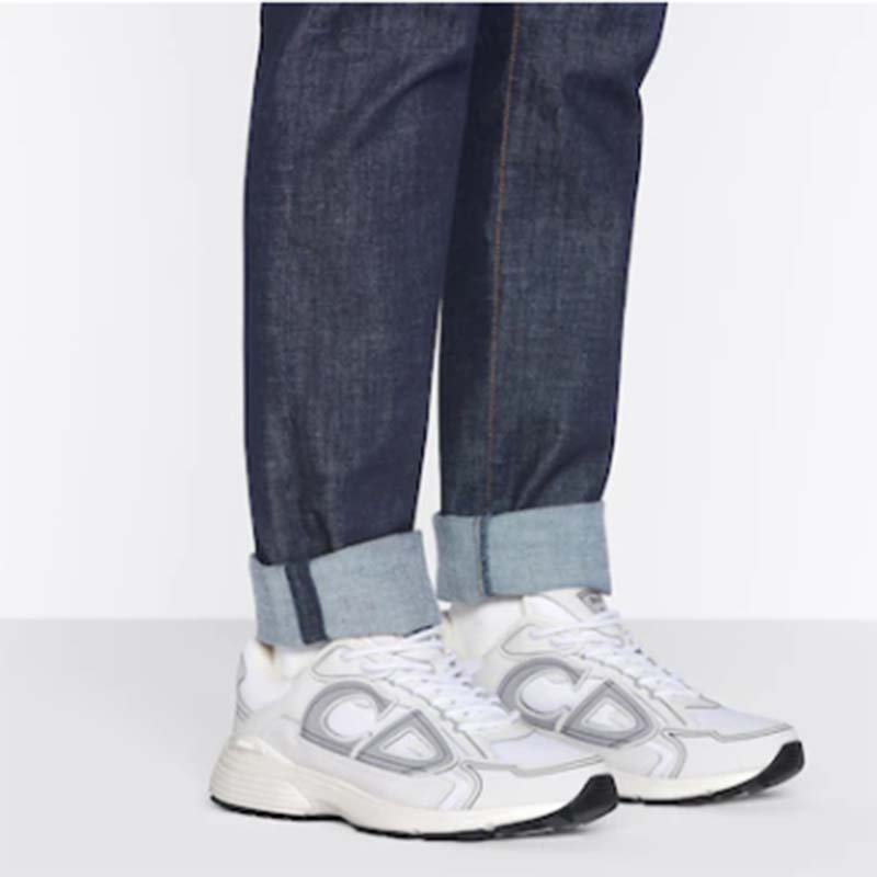 Dior Unisex Shoes CD B30 Sneaker White Mesh Technical Fabric