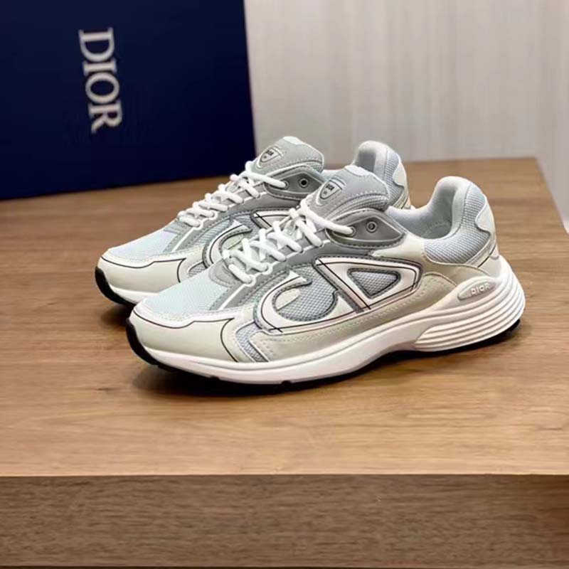 Dior Unisex Shoes CD B30 Sneaker White Mesh Technical Fabric