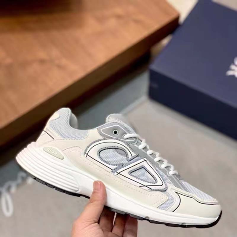 Dior Unisex Shoes CD B30 Sneaker White Mesh Technical Fabric