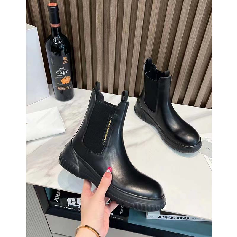 Dior Women CD D-Racer Ankle Boot Black Calfskin Front Rear Tabs