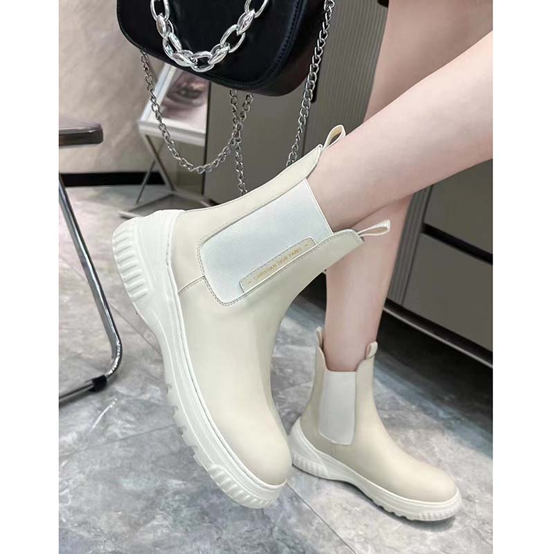 Dior Women CD D-Racer Ankle Boot White Calfskin Front Rear Tabs