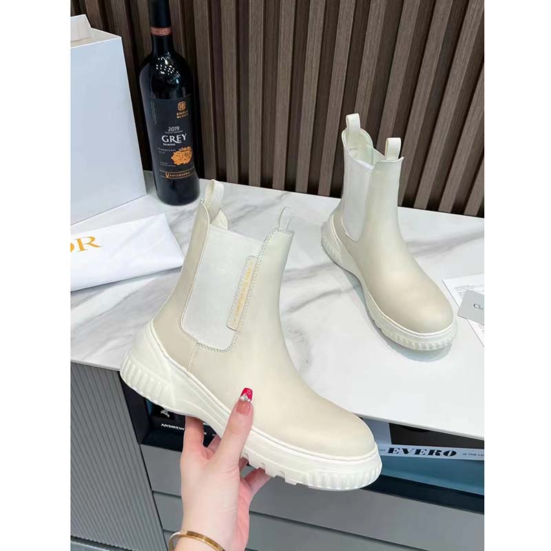 Dior Women CD D-Racer Ankle Boot White Calfskin Front Rear Tabs