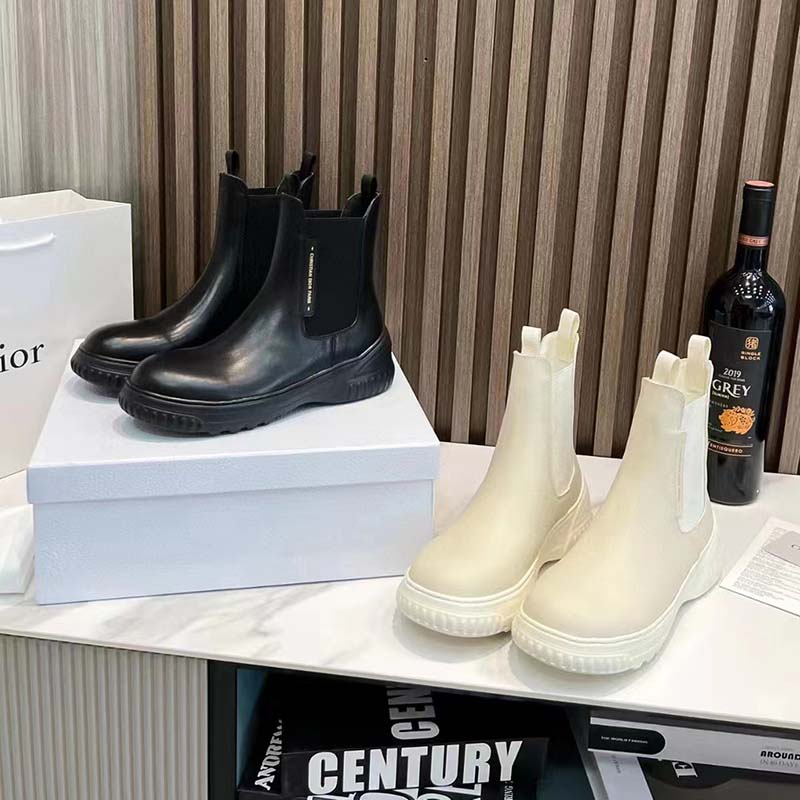 Dior Women CD D-Racer Ankle Boot White Calfskin Front Rear Tabs