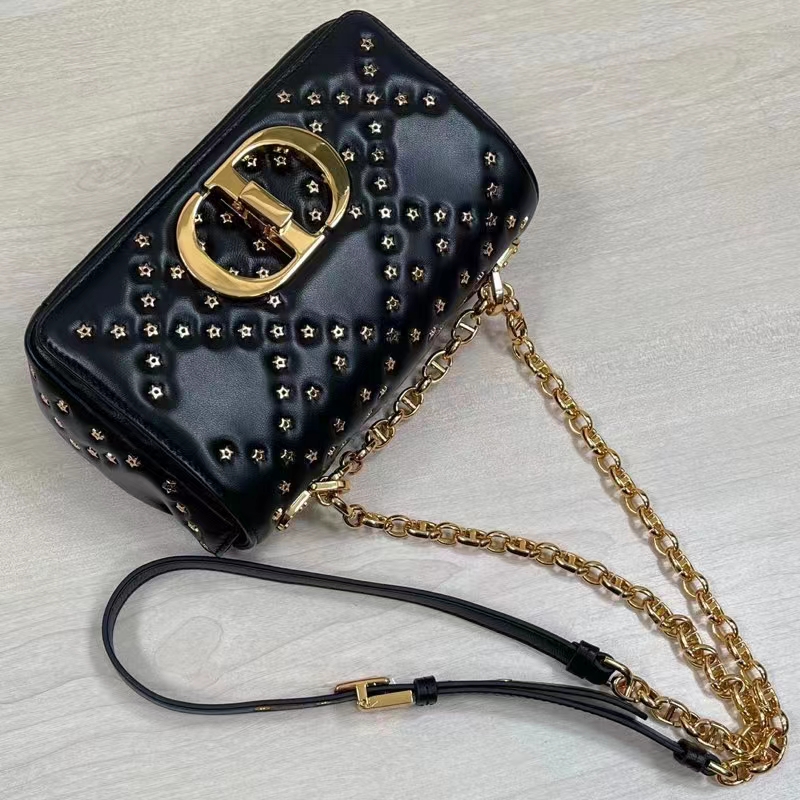 Dior Women CD Medium Dior Caro Bag Black Lucky Star Cannage Lambskin