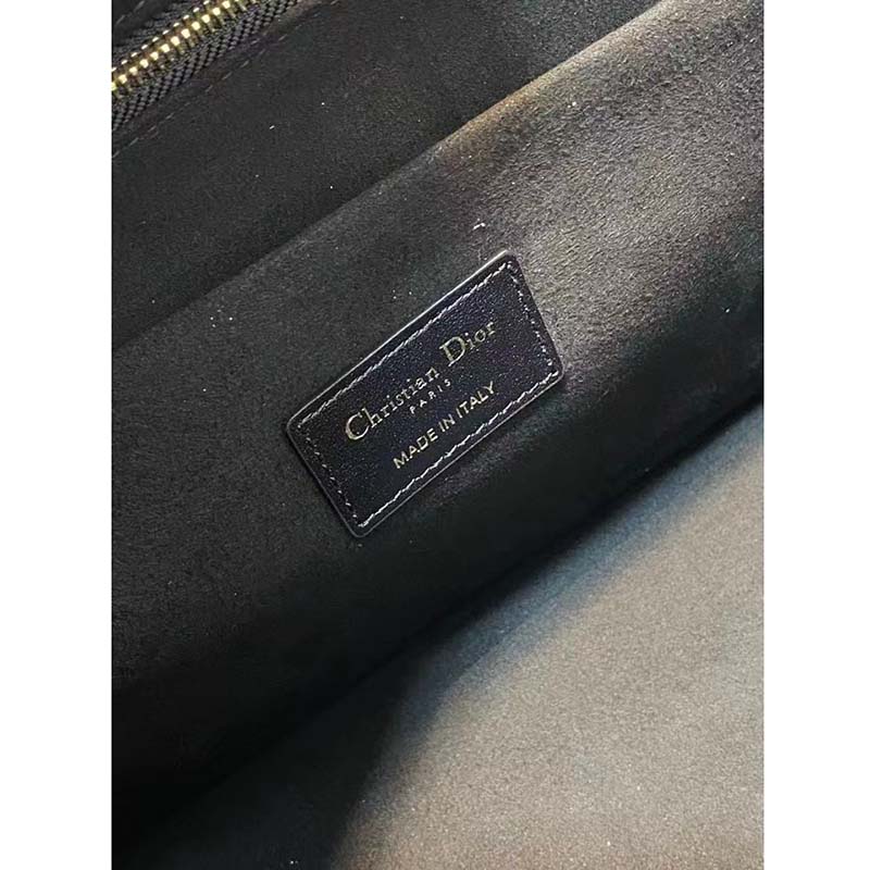 Dior Women CD Medium Dior Essential Tote Bag Black Archicannage Calfskin