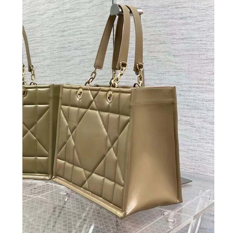 Dior Women CD Medium Dior Essential Tote Bag Hazelnut Archicannage Calfskin