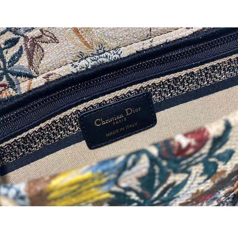 Dior Women CD Medium Lady D-Lite Bag Beige Multicolor Dior Jardin D’Hiver Embroidery