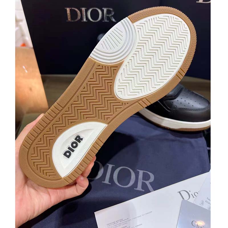 Dior Unisex Shoes CD B27 High-Top Sneaker Black Smooth Calfskin Beige Oblique Jacquard